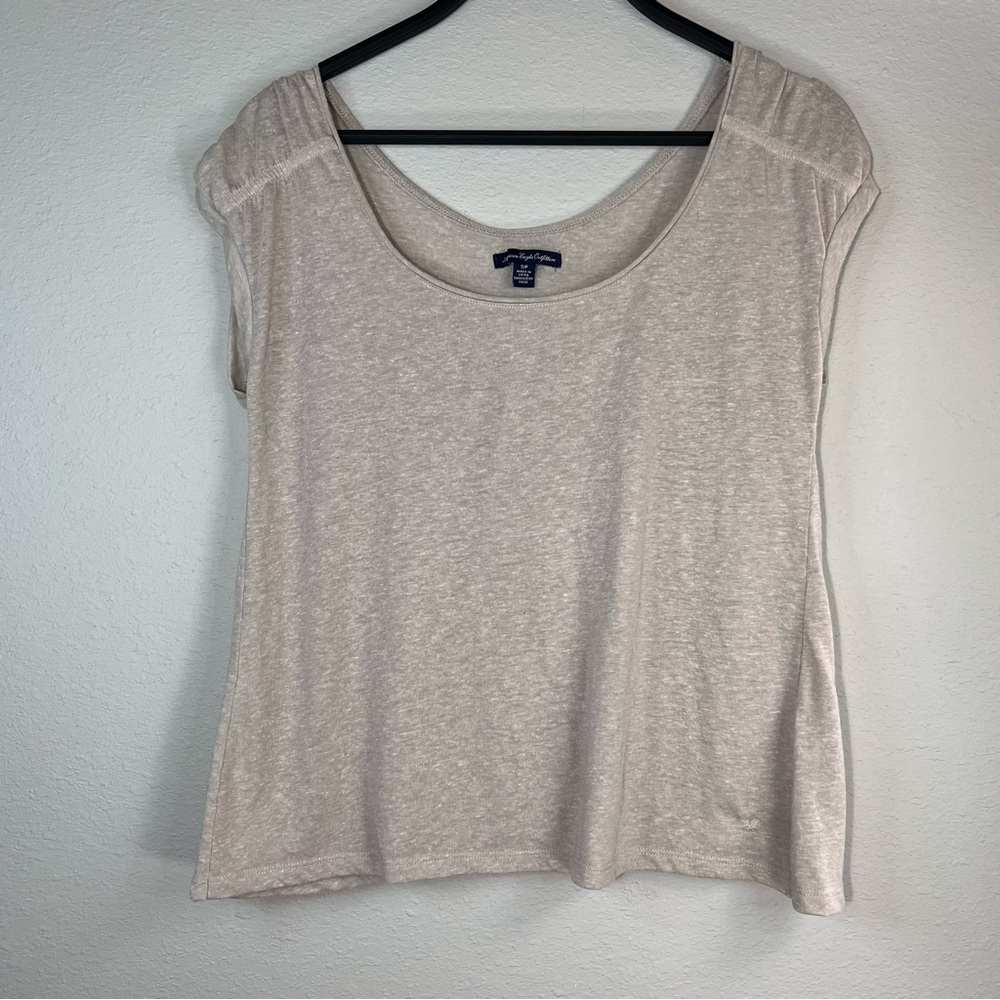 American Eagle Outfitters Tan Cap Sleeve Scoop Neck Top